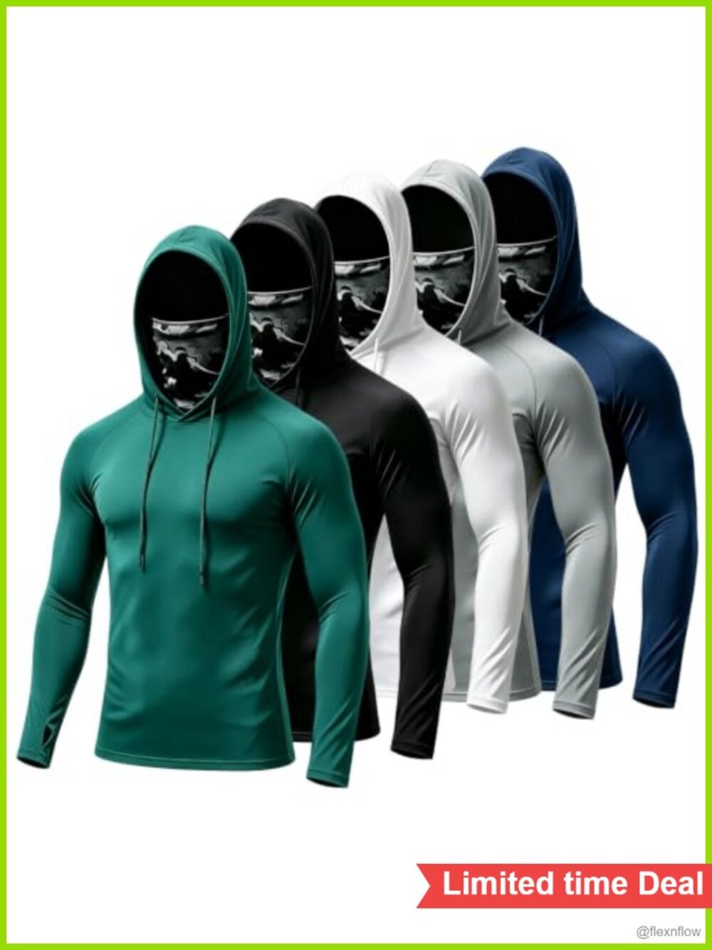 Men's Sun Hoodie with Face Mask Quick Dry Long Sleeve Fishing Shirt